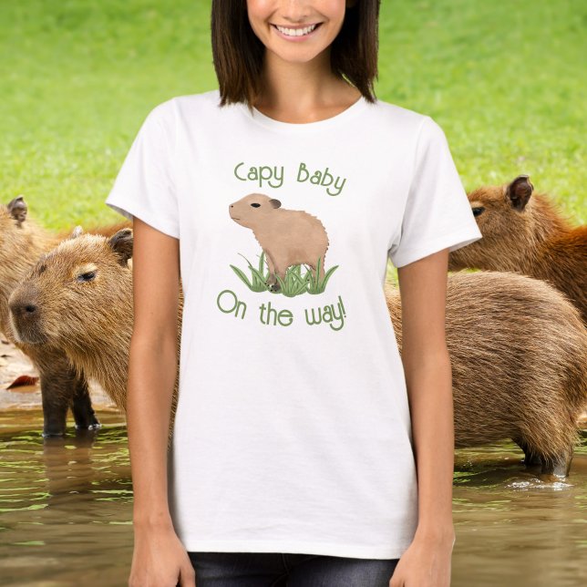 Custom Cute Capybara Capy Baby Mommy To Be  T-Shirt (Creator Uploaded)