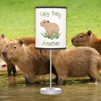 Custom Cute Capybara Pun Baby Boy Nursery Decor Table Lamp