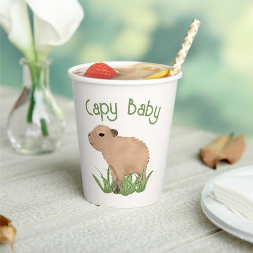 Custom Cute Capybara Pun Capy Baby Illustration  Paper Cups