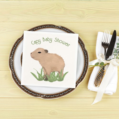 Custom Cute Capybara Pun Capy Baby Shower  Napkins