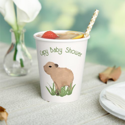 Custom Cute Capybara Pun Capy Baby Shower Paper Cups