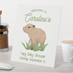 Custom Cute Capybara Pun Capy Baby Shower Pedestal Sign