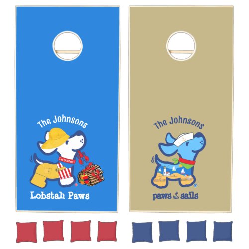Custom Cute Cartoon Lobstah Paws vs Paws  Sails Cornhole Set