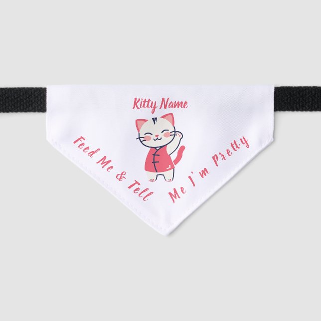 Custom Cute Cat Bandana – Feed Me & Tell Me Pet Bandana Collar (Front)