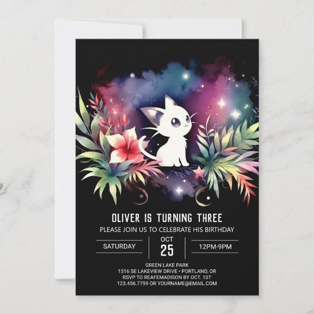 Custom Cute Cat Birthday  Invitation (Front)