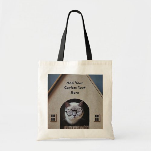 Custom Cute Cat Face Funny Kitty Whimsical Pets Tote Bag