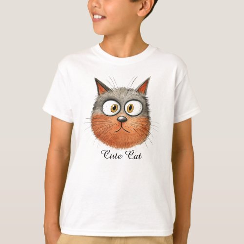 Custom Cute Cat Face  T_Shirt