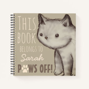 Custom Cute Cat Illustration Paws Off Notebook