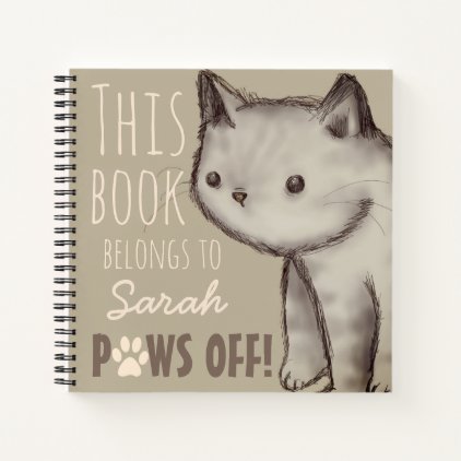 Custom Cute Cat Illustration Paws Off Notebook