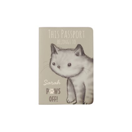 Custom Cute Cat Illustration Paws Off Passport Holder