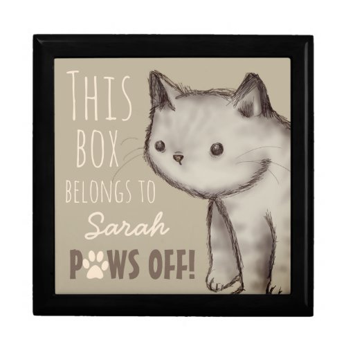 Custom Cute Cat Illustration Paws Off Personalised Gift Box