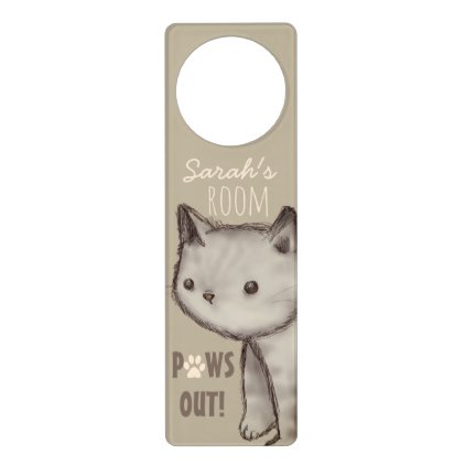 Custom Cute Cat Illustration Paws Out Door Hanger