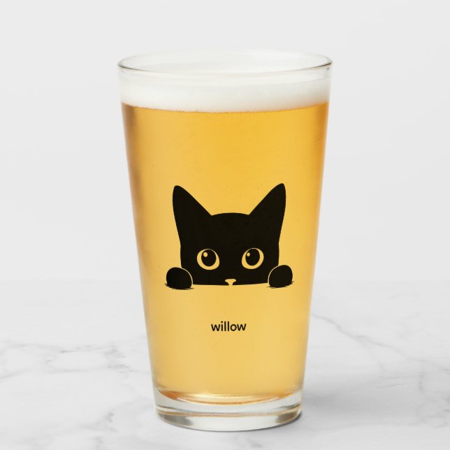 Custom Cute Cat Pet Name Glass (Front Filled)