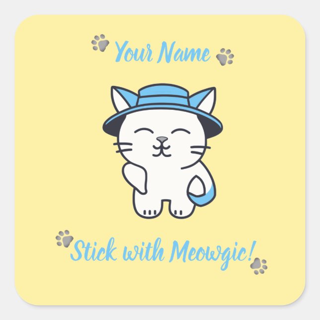 Custom Cute Cat Sticker - Stick with Meowgic (Front)