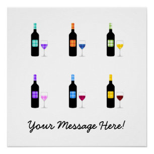 Custom Cute Checkered Country Wine Bottle Poster