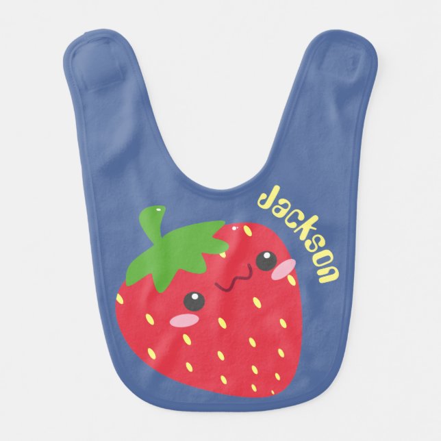 Custom Cute Chibi Strawberry Personalised Baby Bib (Front)