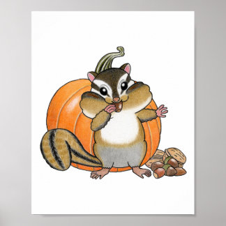 Custom Cute Chipmunk Pumpkin Nursery poster