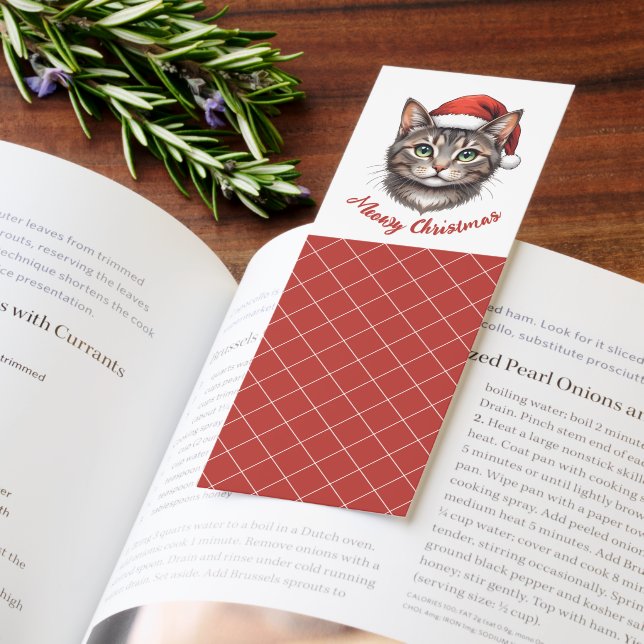 Custom Cute Christmas Cat with Santa Hat Bookmarks (Book)