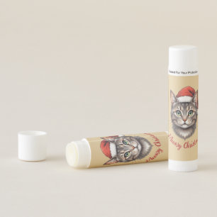 Custom Cute Christmas Cat with Santa Hat Lip Balm