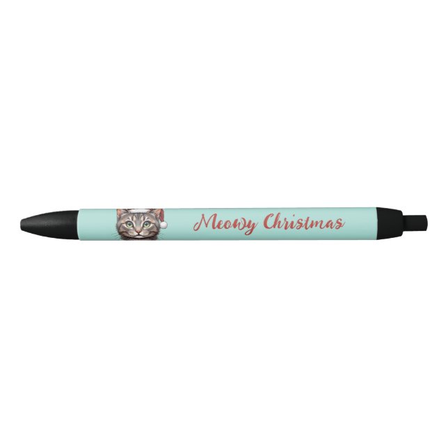 Custom Cute Christmas Cat with Santa Hat Pen (Front)