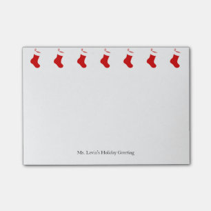 Custom Cute Classic Red Christmas Stocking Holiday Post-it Notes