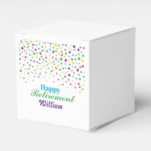Custom Cute Colorful confetti Happy Retirement  Favor Boxes (Front Side)