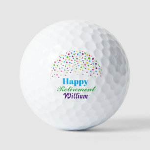 Custom Cute Colorful Confetti Happy Retirement  Golf Balls