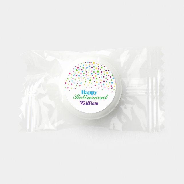 Custom Cute Colorful confetti Happy Retirement  Life Saver® Mints (Front)