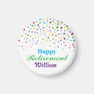 Custom Cute Colorful confetti Happy Retirement Magnet