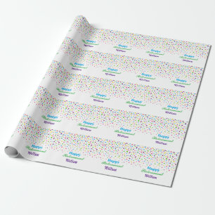 Custom Cute Colorful Confetti Happy Retirement Wrapping Paper