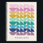 Custom Cute Colorful Geometric Monogram Name Fun Notebook<br><div class="desc">This cute custom notebook features a pattern of simple geometric shapes in a pastel rainbow color palette. Personalize it with your name. Great gift idea.</div>