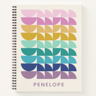 Custom Cute Colorful Geometric Monogram Name Fun Notebook
