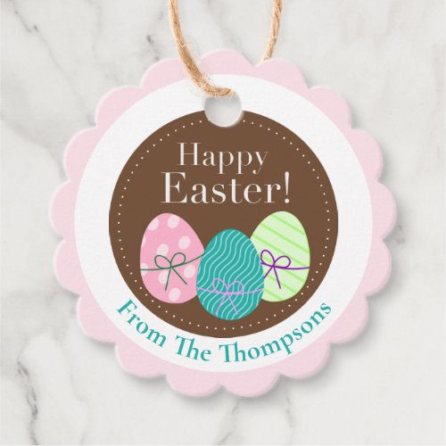 Custom Cute Colorful Happy Easter Eggs Favor Tags