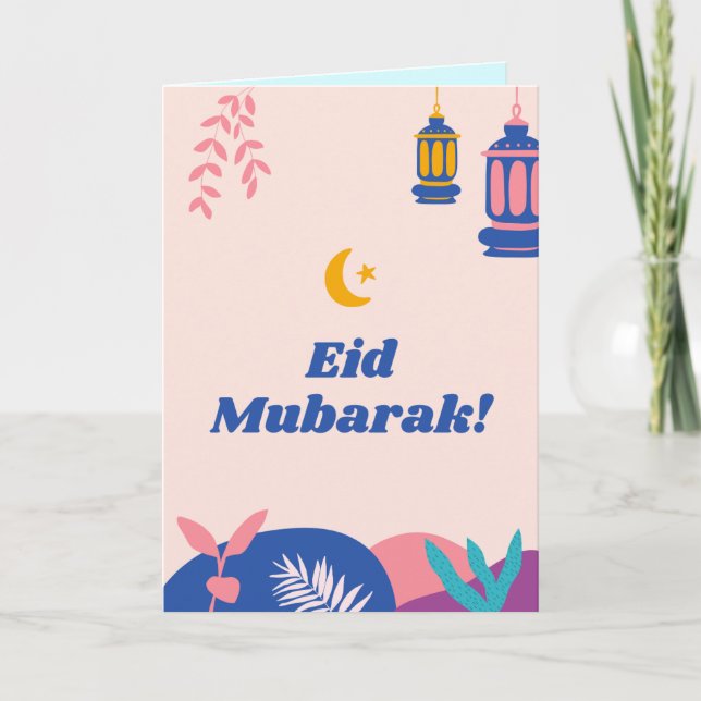 Custom Cute Colorful Modern Eid Mubarak Card (Front)