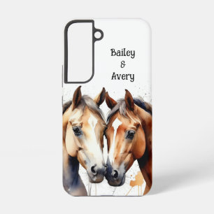 Custom Cute Cuddling Horses Couple Love Animals Samsung Galaxy S22 Case