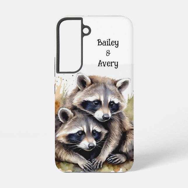 Custom Cute Cuddling Raccoons Couple Love Animals Samsung Galaxy Case (Back)