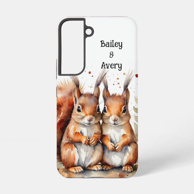 Custom Cute Cuddling Squirrels Couple Love Animals Samsung Galaxy Case (Back)