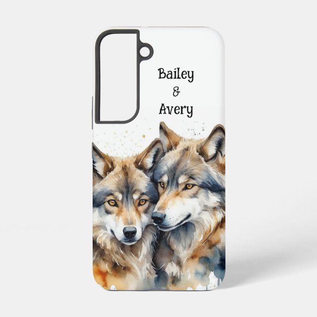 Custom Cute Cuddling Wolves Couple Love Animals Samsung Galaxy Case (Back)