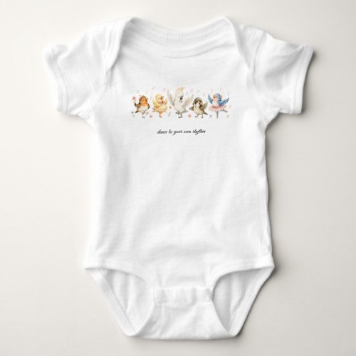 Custom Cute Dancing Birds Baby Bodysuit