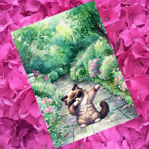 Custom Cute Dancing Ragdoll Cat Birthday Card