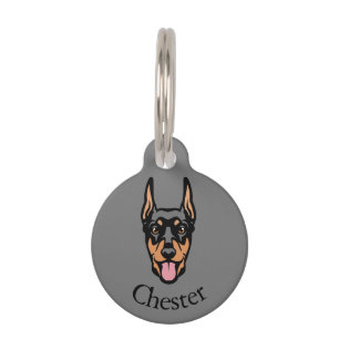 Custom Cute Doberman Dog Pet ID Tag