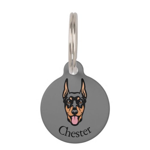 Custom Cute Doberman Dog Pet ID Tag