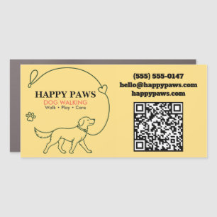 Custom Cute Dog Walking Sitting Service  Car Magnet