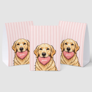 Custom Cute Dog with Pink Heart Paper Table Tent