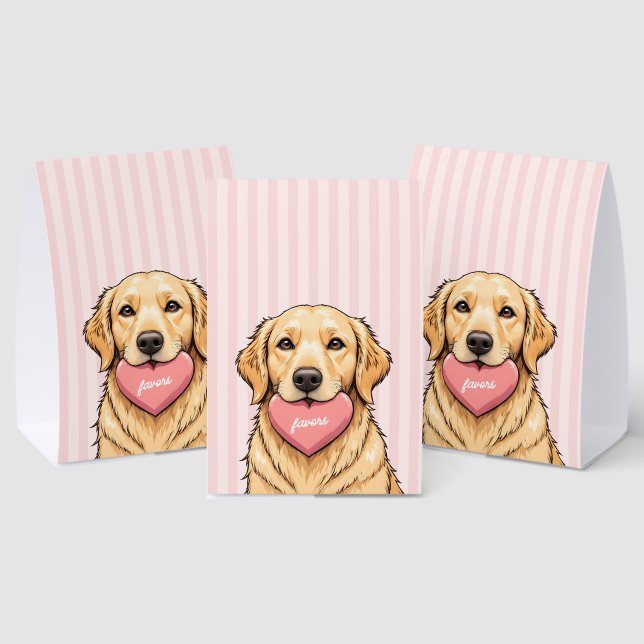 Custom Cute Dog with Pink Heart Paper Table Tent (Insitu(Multi))