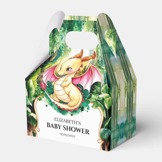 Custom Cute Dragon Baby Shower Favor Boxes (Front Side)