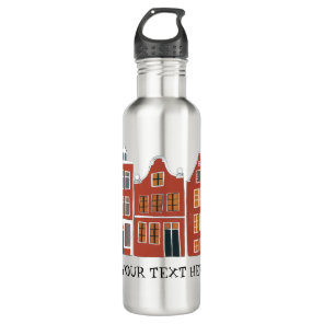 CUSTOM Cute Dutch Houses Amsterdam Holland Stainless Steel Water Bottle