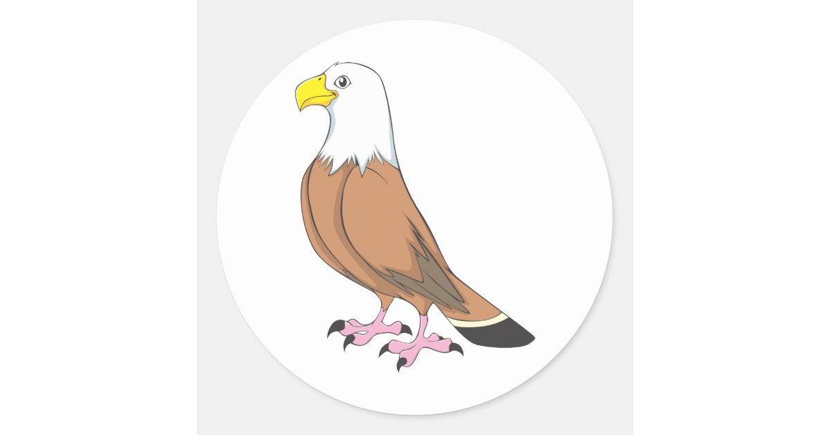 Custom Cute Eagle Cartoon Classic Round Sticker | Zazzle