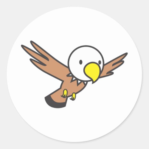Custom Cute Eagle Cartoon Logo Classic Round Sticker