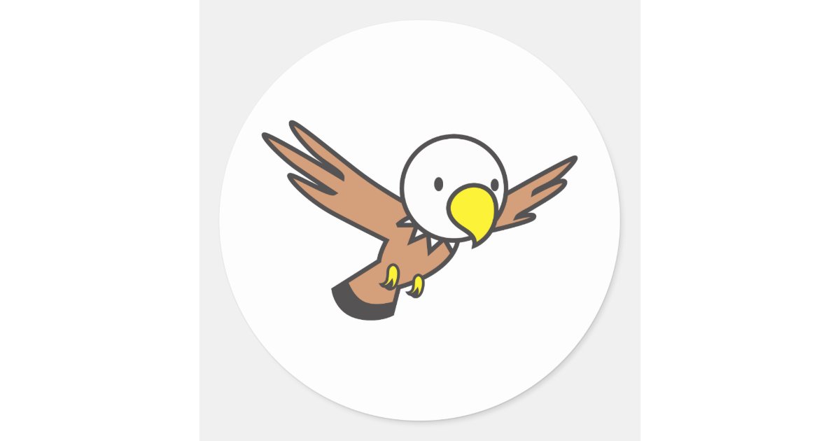 Custom Cute Eagle Cartoon Logo Classic Round Sticker | Zazzle